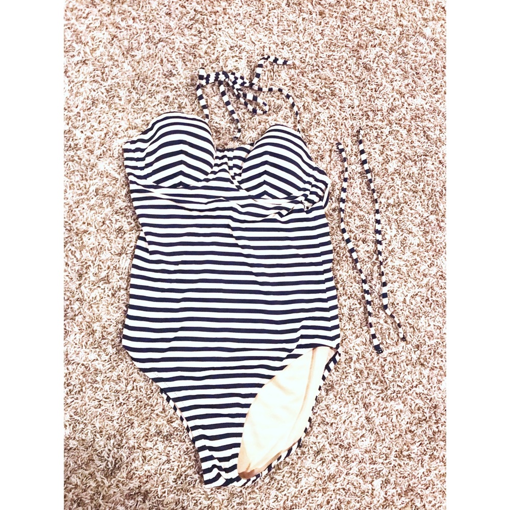 J. Crew One Piece Striped Swimsuit